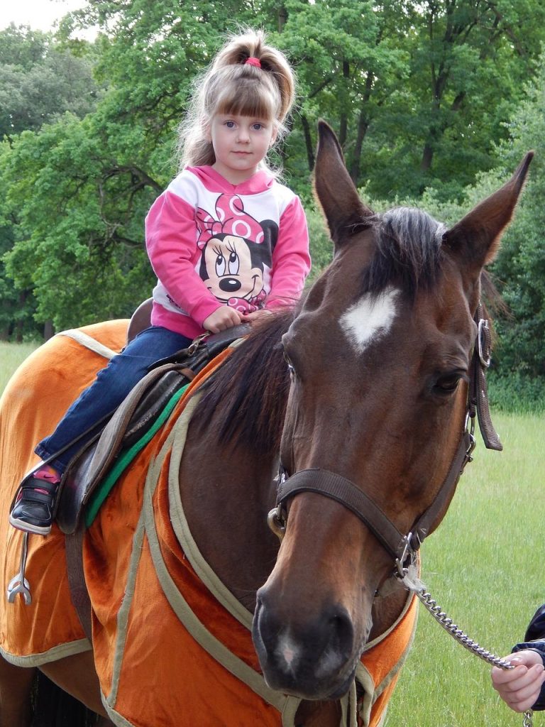 Kinderen op ponykamp leren paardrijden en zorgen voor pony's onder begeleiding van instructeurs